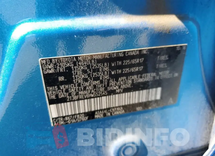 2T3BFREV6HW552545 Photo# 12