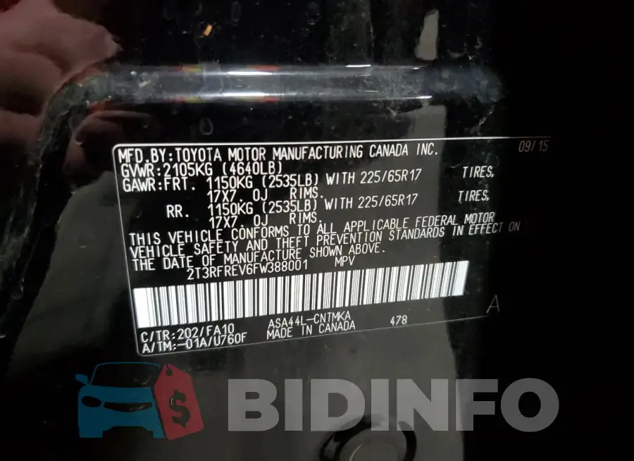 2T3RFREV6FW388001 Photo# 12