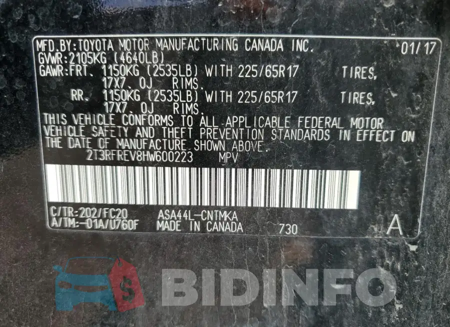 2T3RFREV8HW600223 Photo# 13