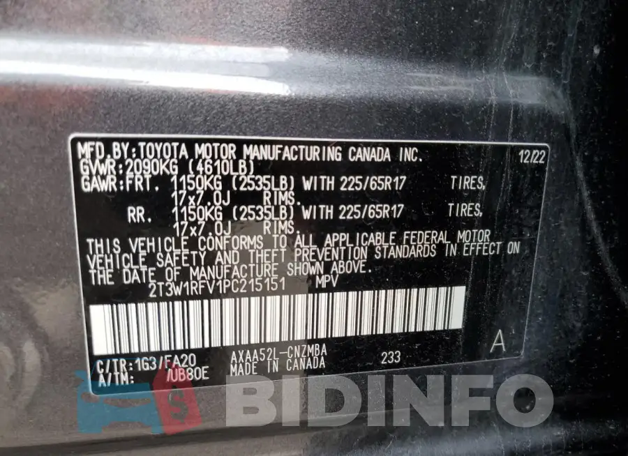 2T3W1RFV1PC215151 Photo# 14