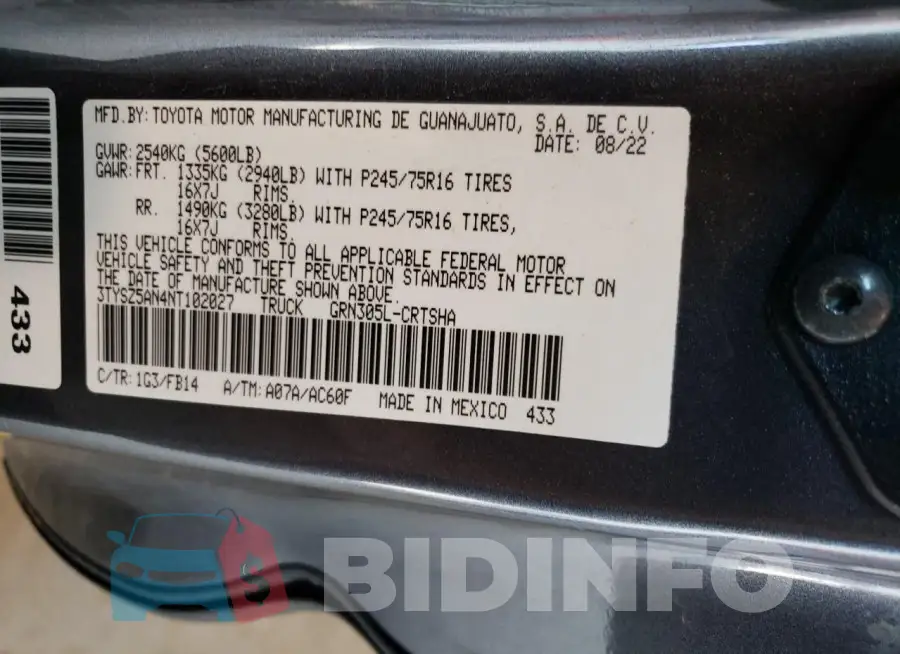 3TYSZ5AN4NT102027 Photo# 12