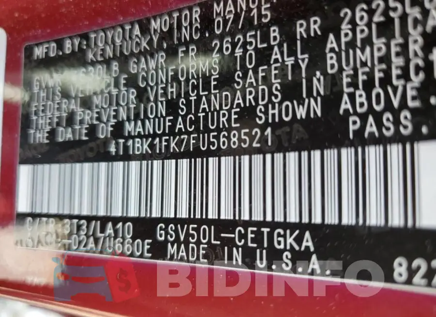 4T1BK1FK7FU568521 Photo# 12
