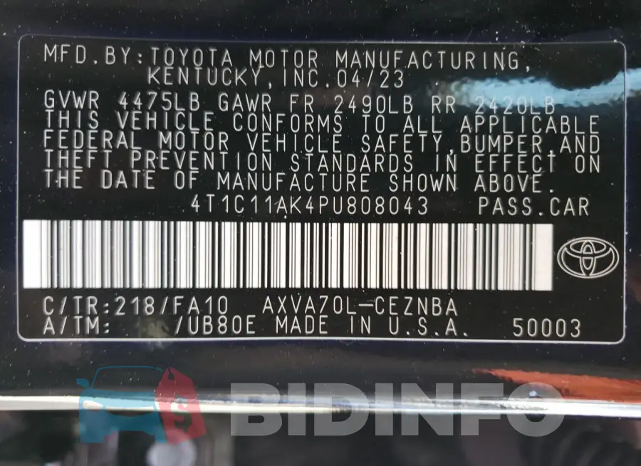 4T1C11AK4PU808043 Photo# 13