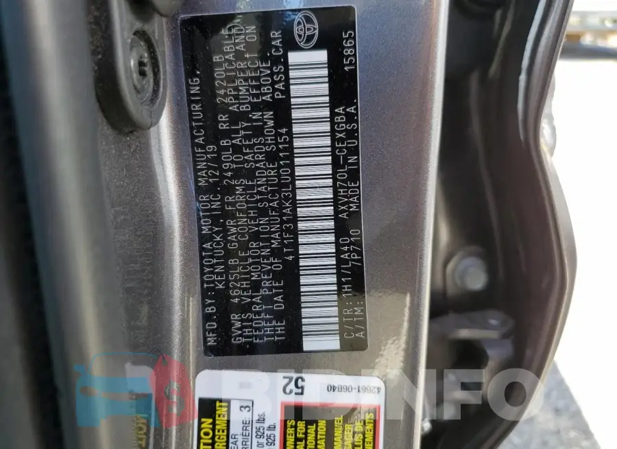 4T1F31AK3LU011154 Photo# 12