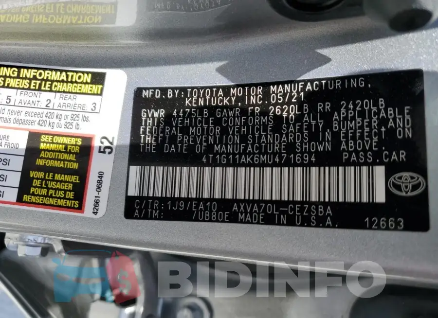 4T1G11AK6MU471694 Photo# 12