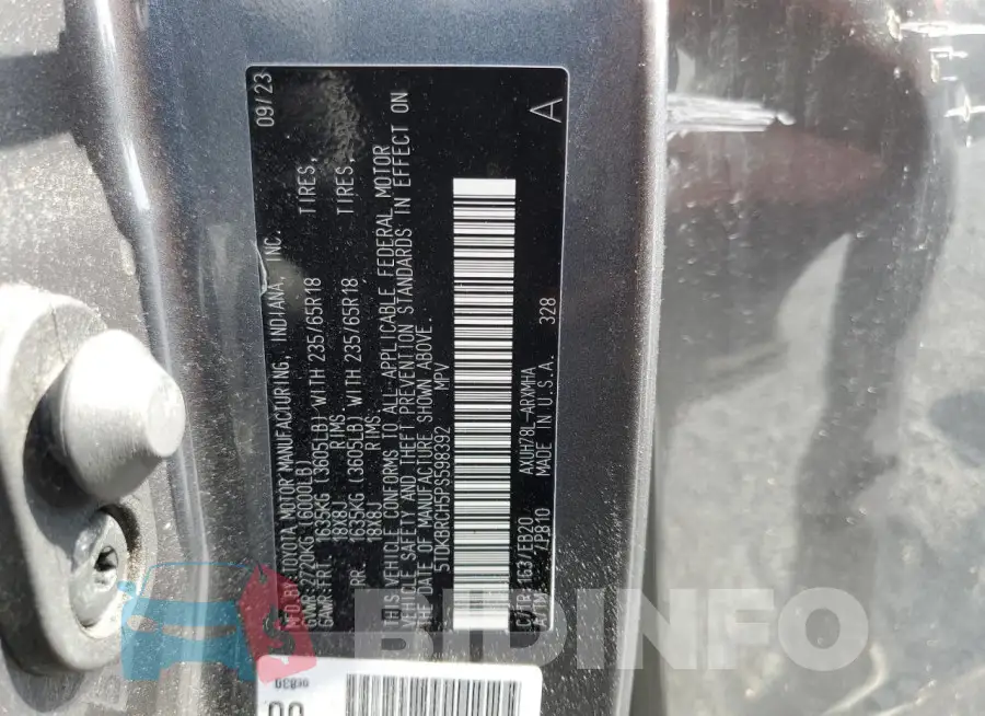 5TDKBRCH5PS598392 Photo# 13