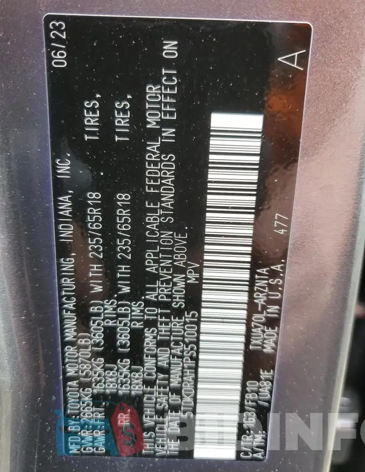 5TDKDRAH1PS510015 Photo# 13