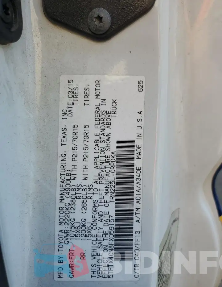 5TFTX4CN8FX059157 Photo# 12