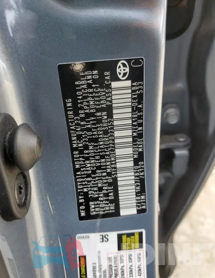 5YFB4MDE7PP033152 Photo# 13