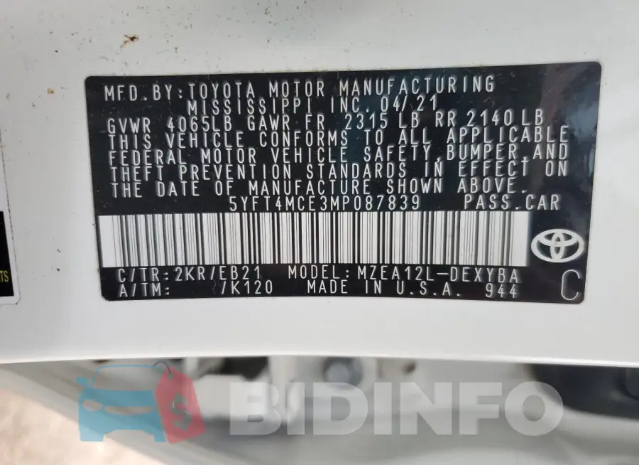 5YFT4MCE3MP087839 Photo# 13
