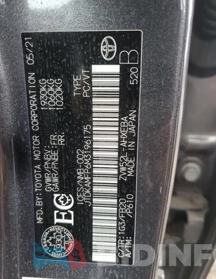 JTDKAMFP6M3196175 Photo# 12