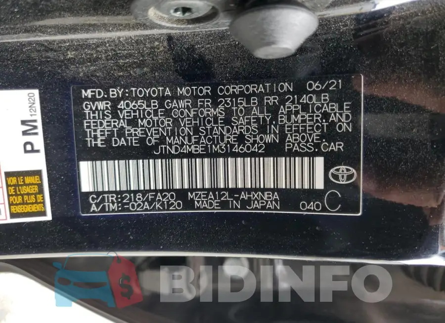 JTND4MBE1M3146042 Photo# 12