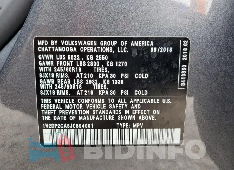 1V2DP2CA5JC594001 Photo# 13
