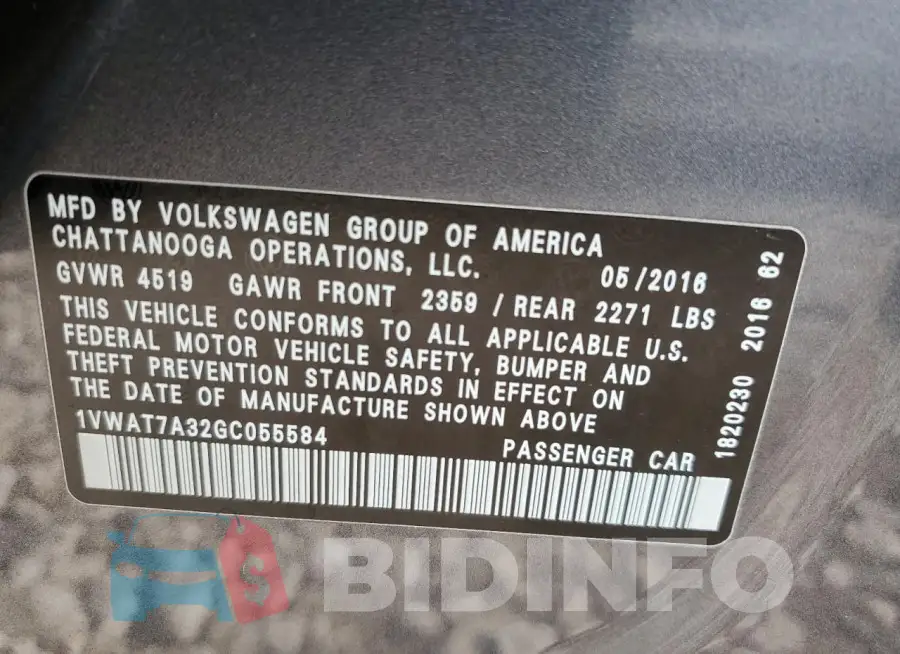1VWAT7A32GC055584 Photo# 12