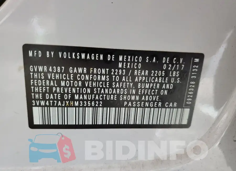 3VW4T7AJXHM335622 Photo# 12