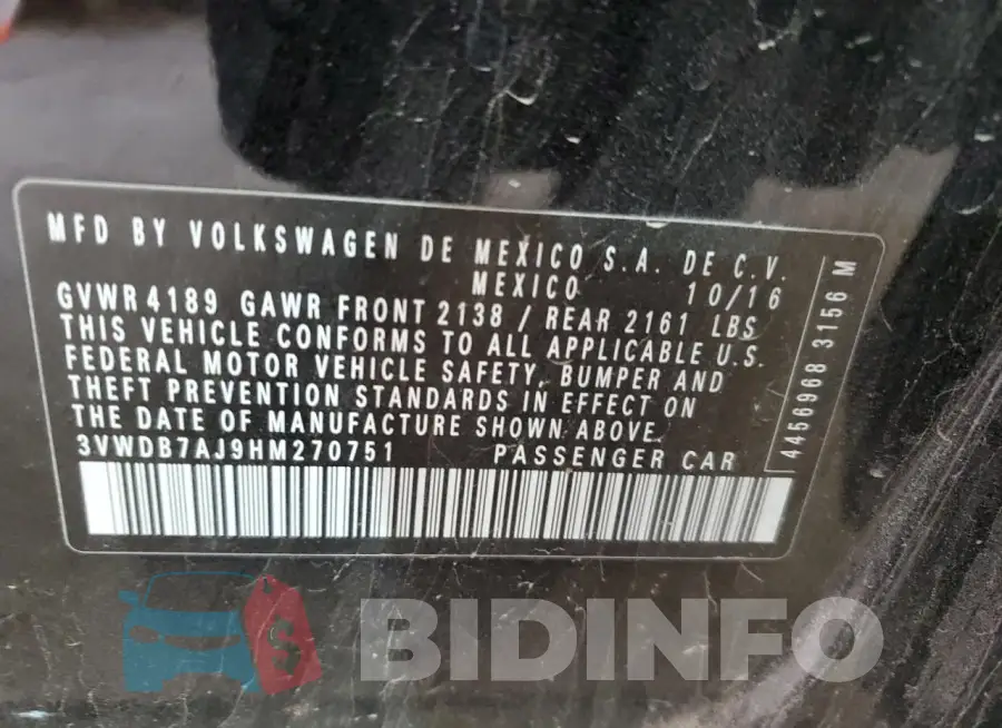 3VWDB7AJ9HM270751 Photo# 12