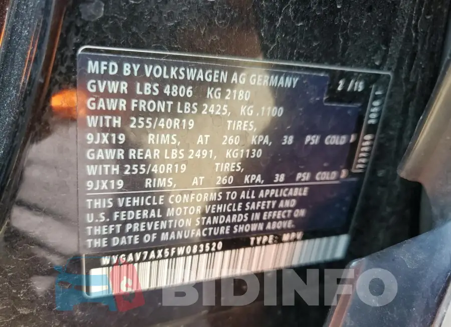 WVGAV7AX5FW083520 Photo# 14