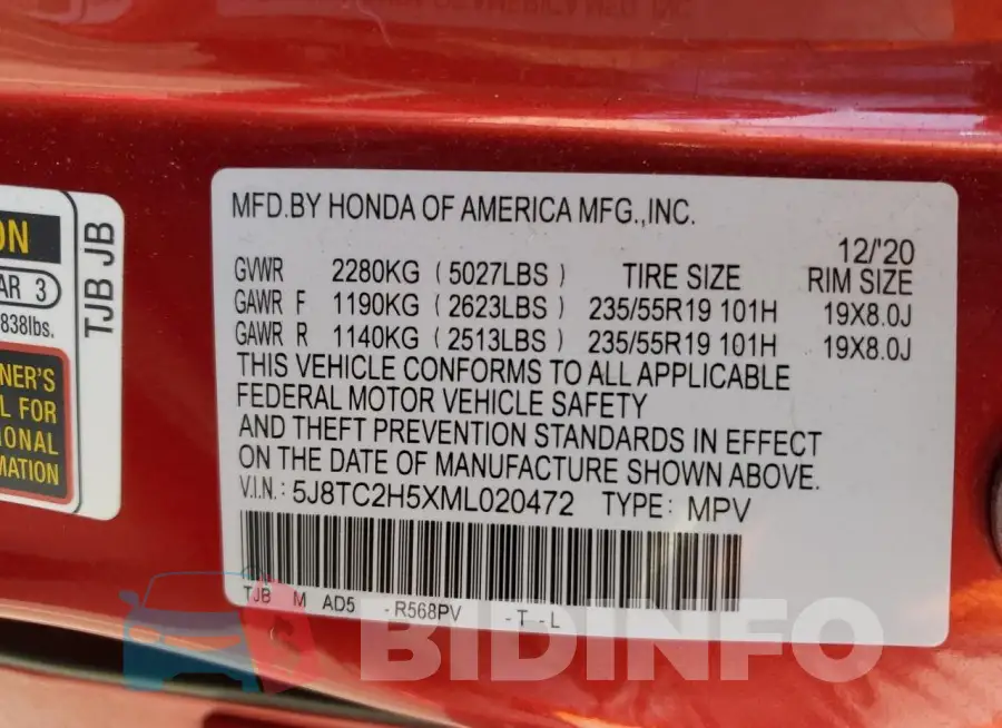5J8TC2H5XML020472 Photo# 13