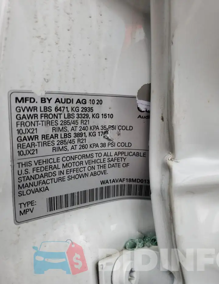 WA1AVAF18MD013213 Photo# 13