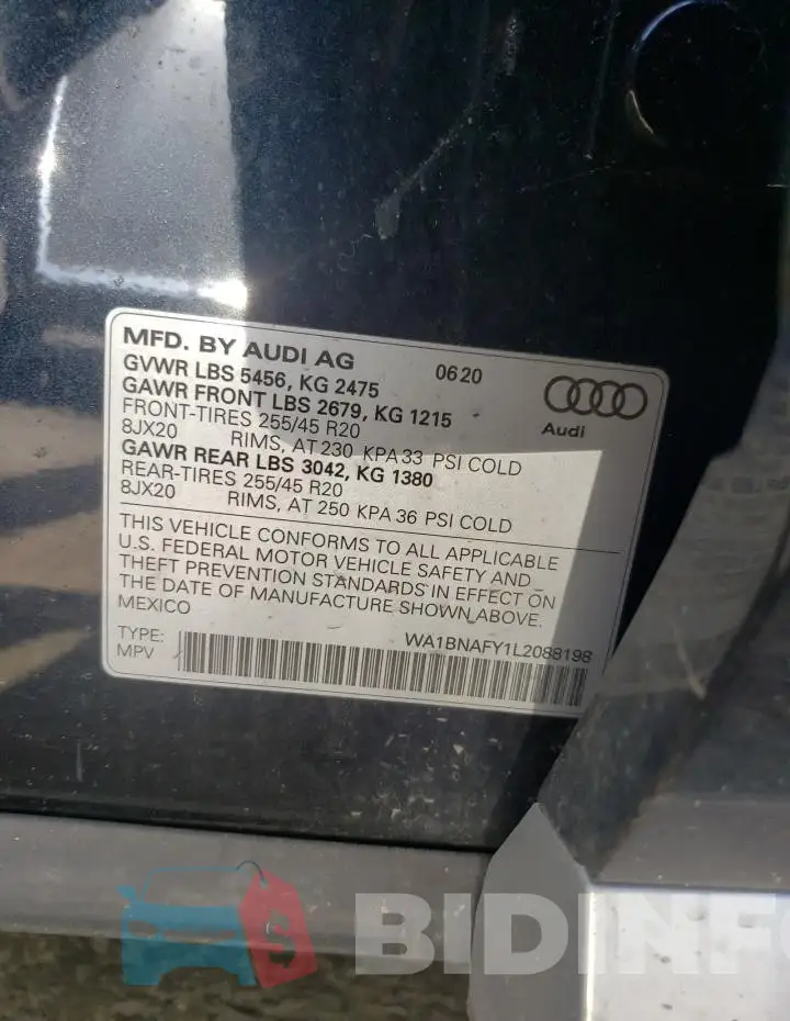 WA1BNAFY1L2088198 Photo# 12