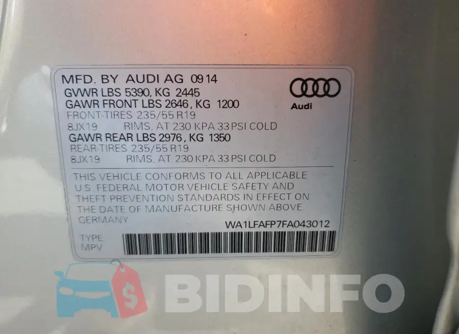 WA1LFAFP7FA043012 Photo# 13