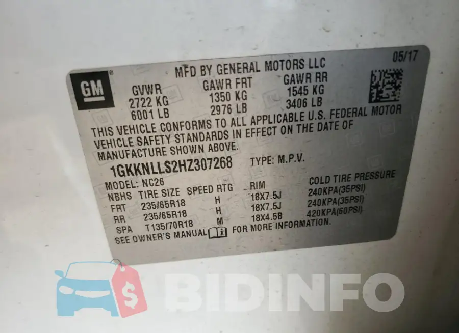 1GKKNLLS2HZ307268 Photo# 13