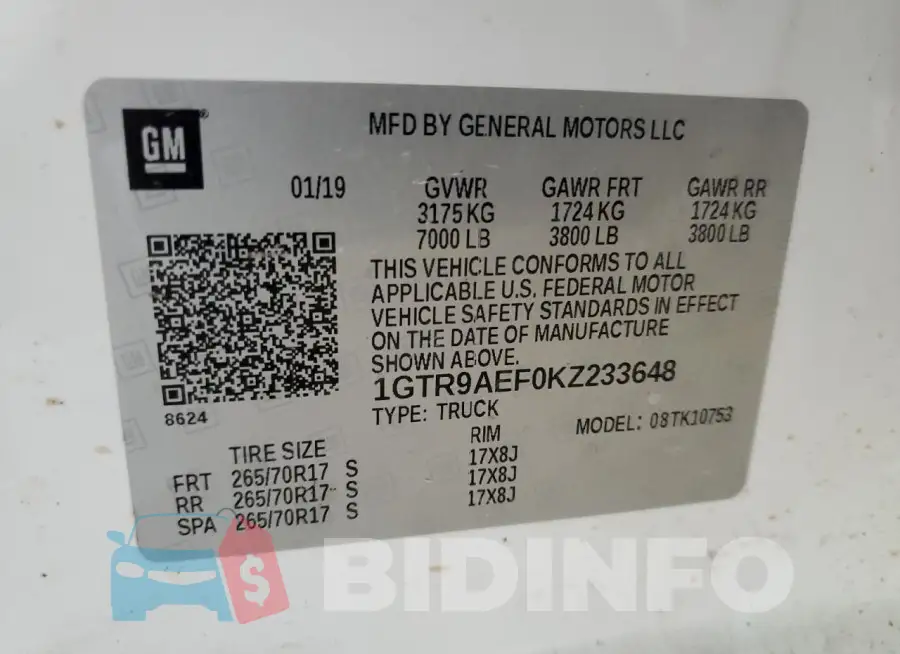 1GTR9AEF0KZ233648 Photo# 12