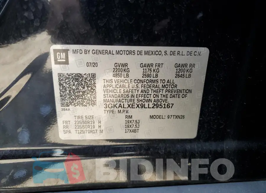 3GKALXEX9LL295167 Photo# 13