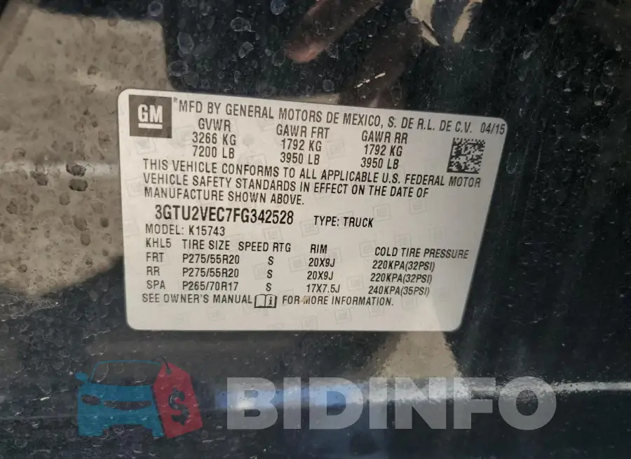3GTU2VEC7FG342528 Photo# 12