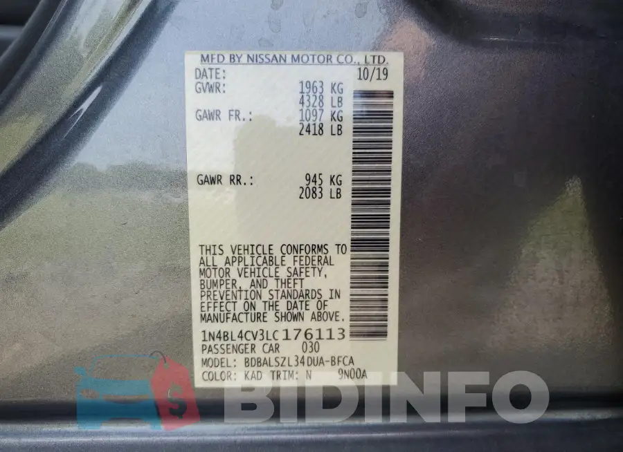 1N4BL4CV3LC176113 Photo# 12