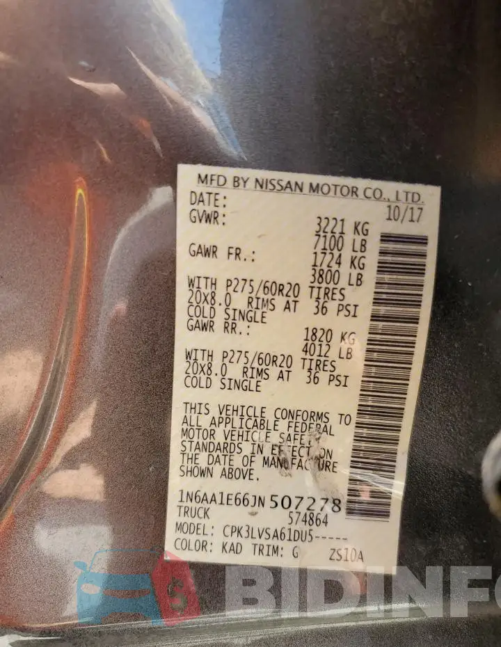 1N6AA1E66JN507278 Photo# 12