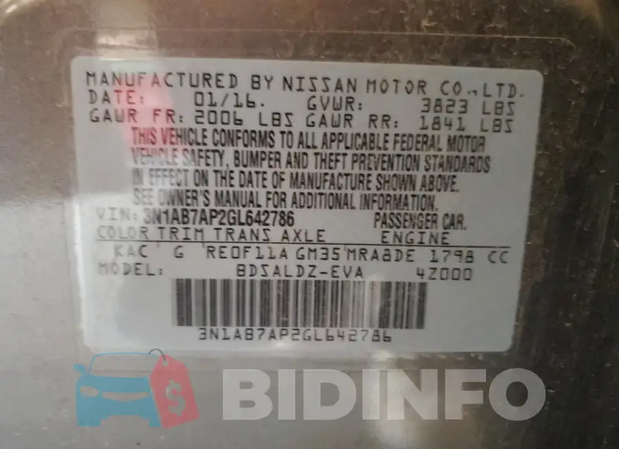 3N1AB7AP2GL642786 Photo# 12