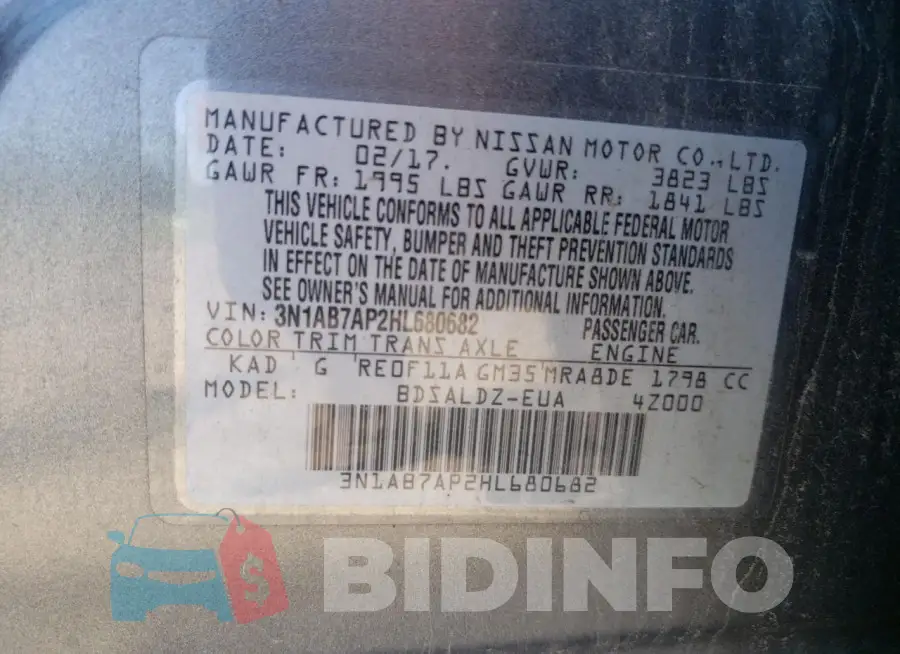 3N1AB7AP2HL680682 Photo# 12