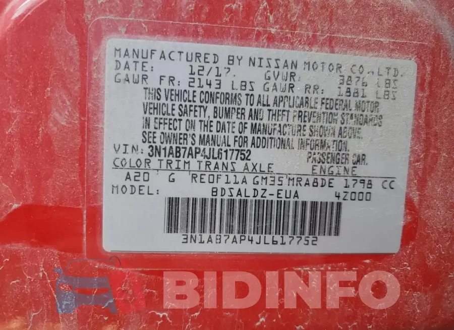 3N1AB7AP4JL617752 Photo# 12