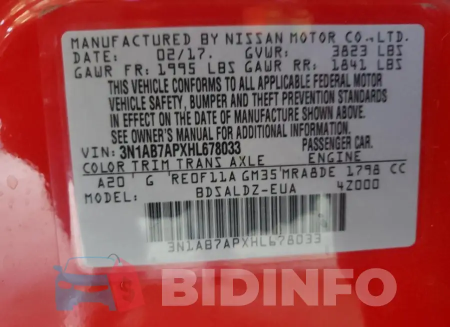 3N1AB7APXHL678033 Photo# 13