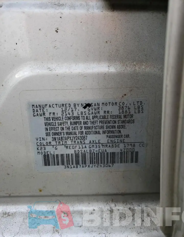 3N1AB7APXJY243067 Photo# 12