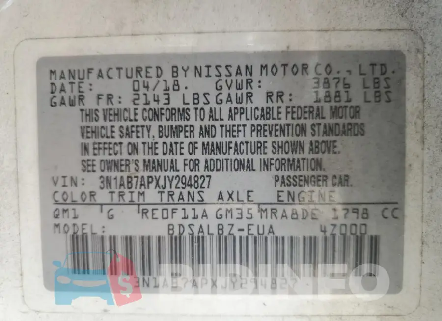 3N1AB7APXJY294827 Photo# 13