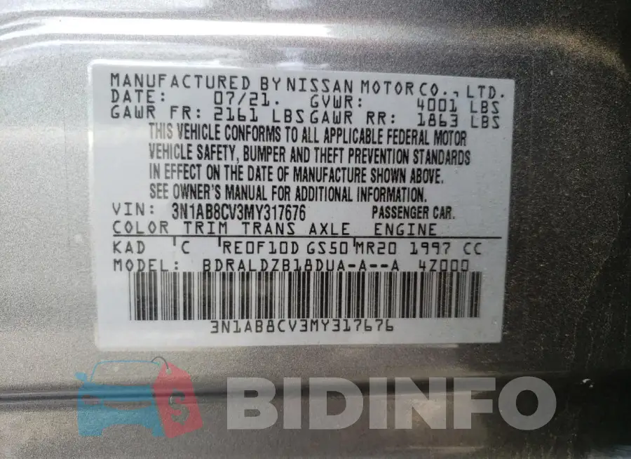 3N1AB8CV3MY317676 Photo# 12