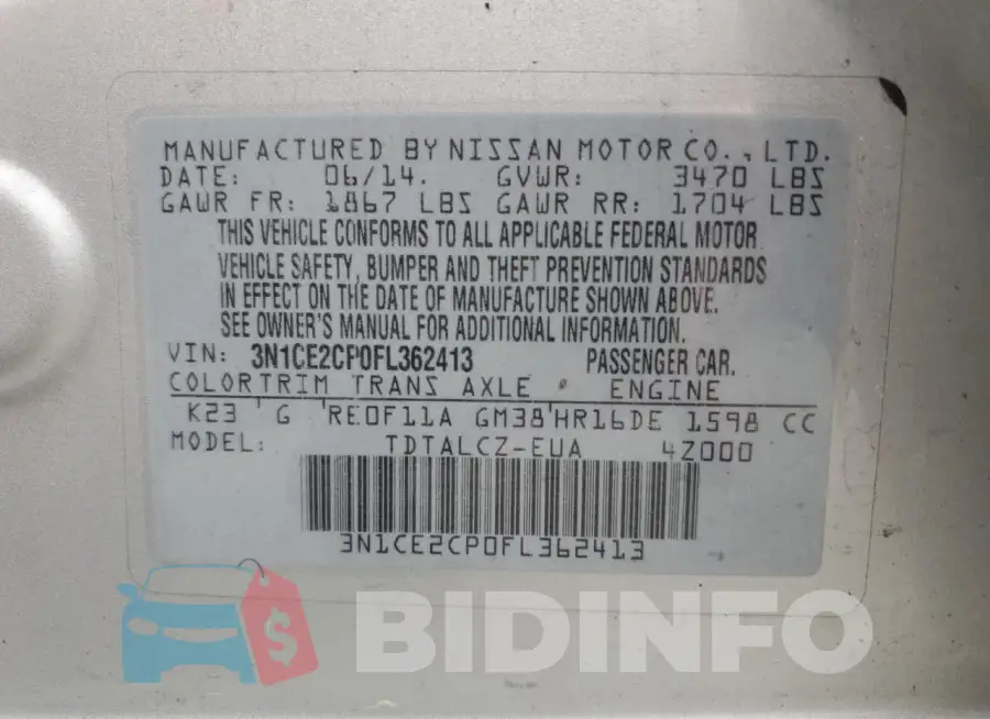 3N1CE2CP0FL362413 Photo# 12