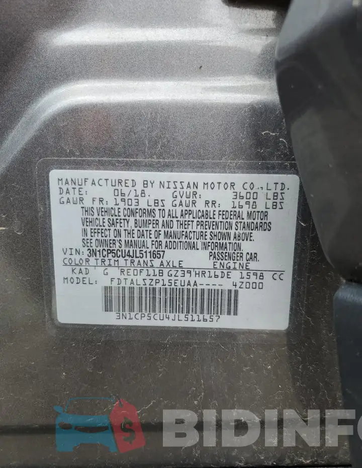 3N1CP5CU4JL511657 Photo# 12