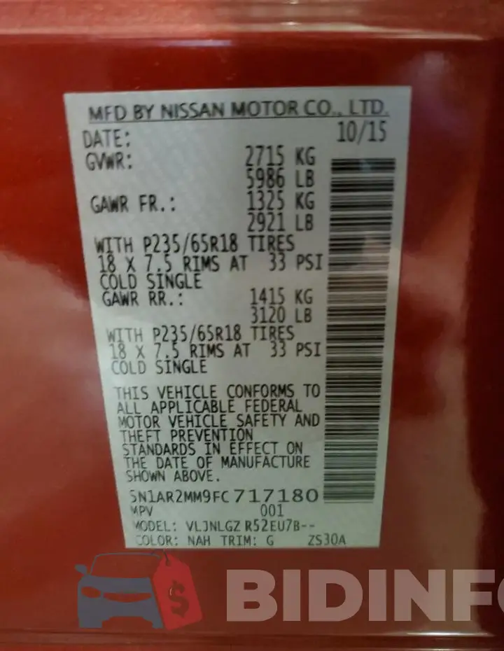 5N1AR2MM9FC717180 Photo# 13