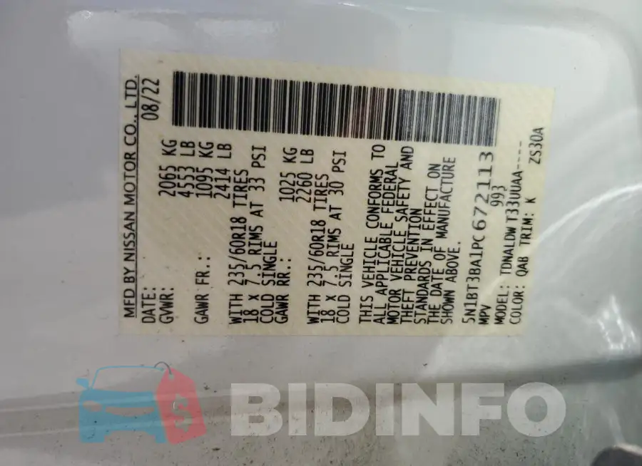 5N1BT3BA1PC672113 Photo# 14