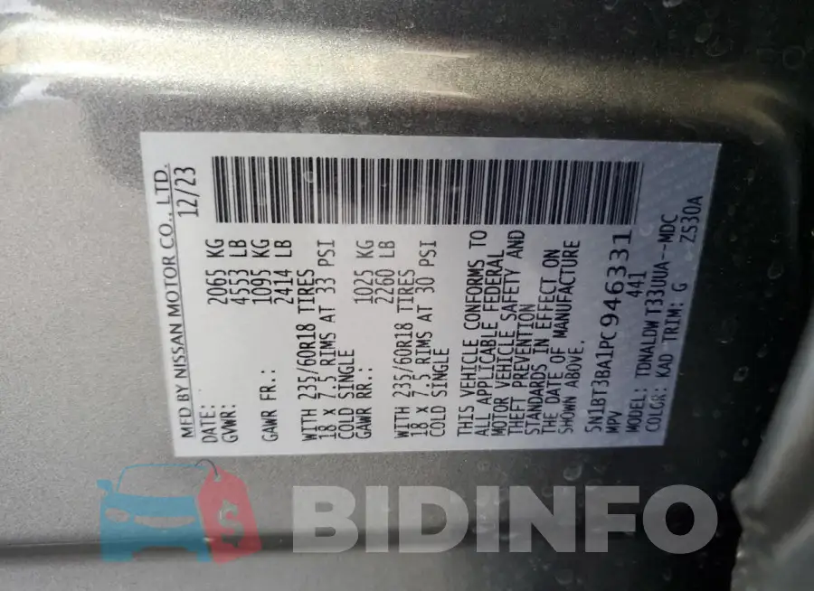 5N1BT3BA1PC946331 Photo# 14