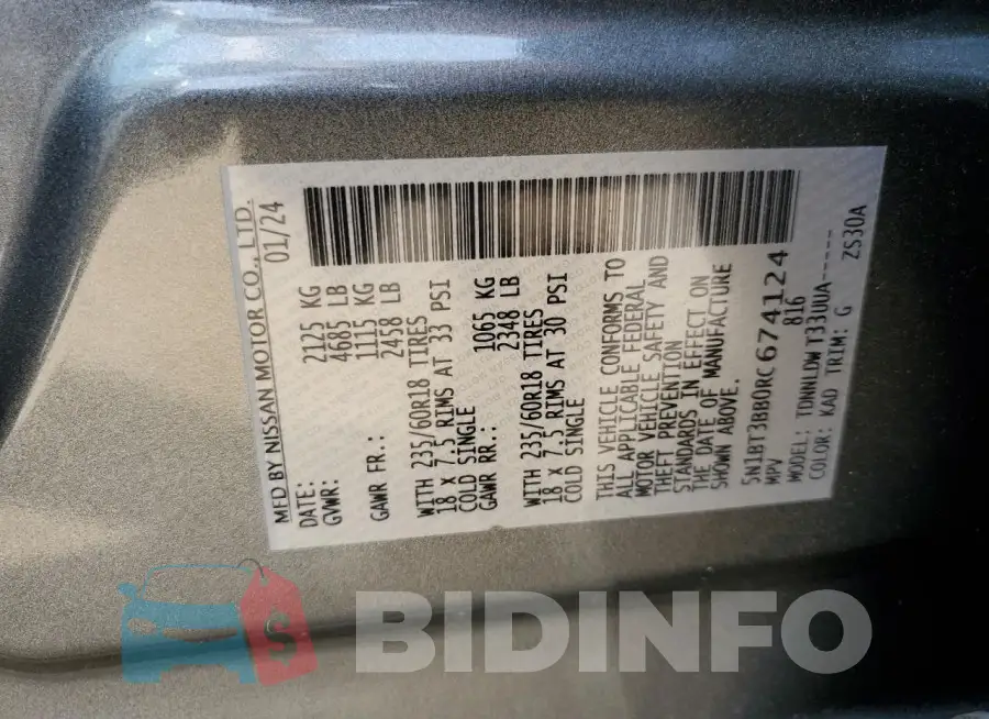 5N1BT3BB0RC674124 Photo# 12