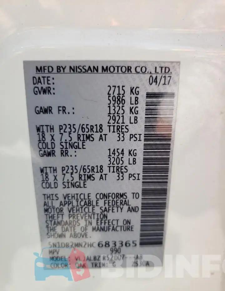 5N1DR2MN2HC683365 Photo# 13