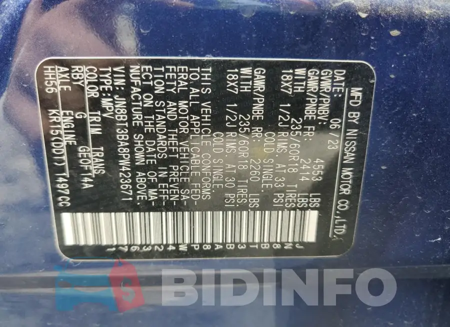 JN8BT3BA8PW423671 Photo# 13