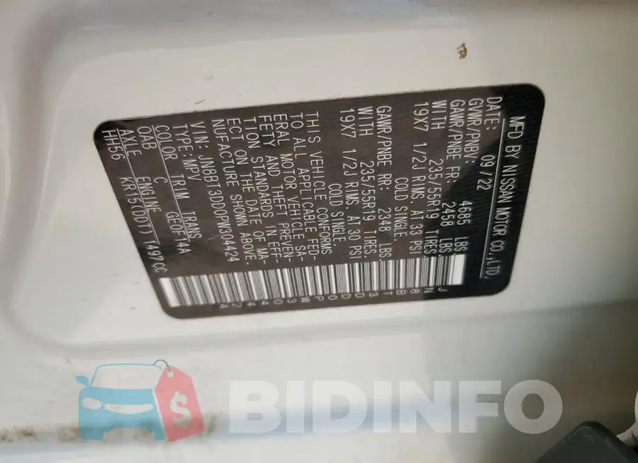 JN8BT3DD0PW304424 Photo# 13