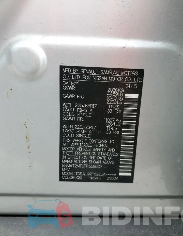 KNMAT2MT6FP559807 Photo# 14