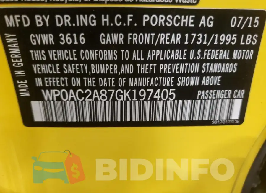 WP0AC2A87GK197405 Photo# 13