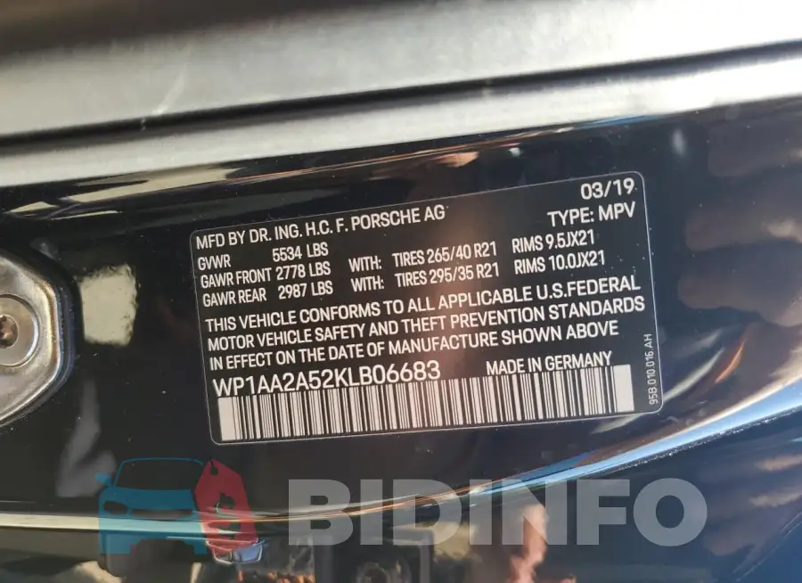 WP1AA2A52KLB06683 Photo# 13